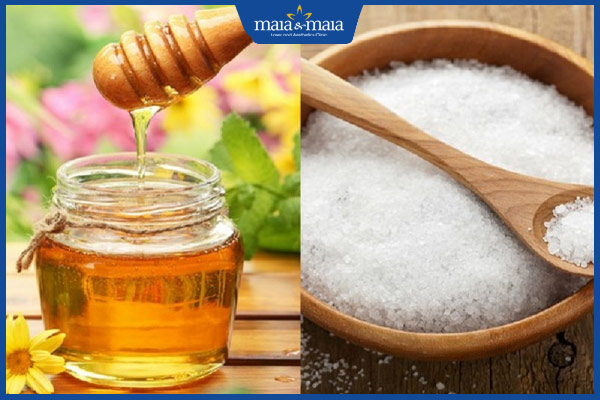 mật ong và muối trị mụn ẩn 