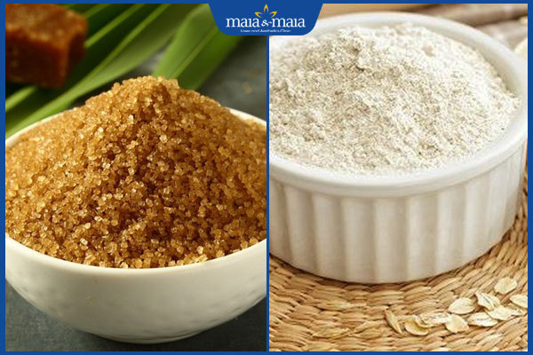 yến mạch và đường nâu
