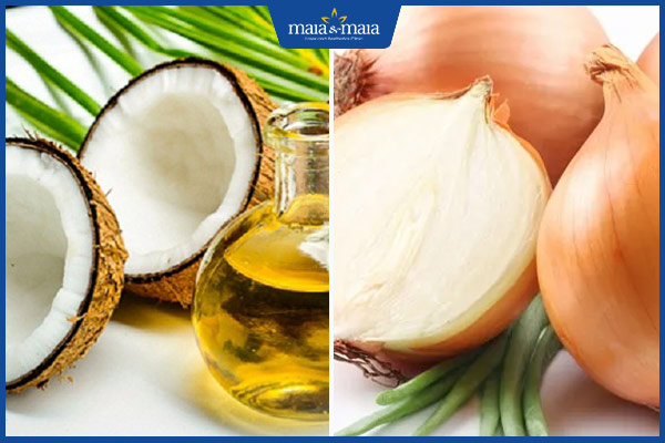 dầu dừa và hành tây