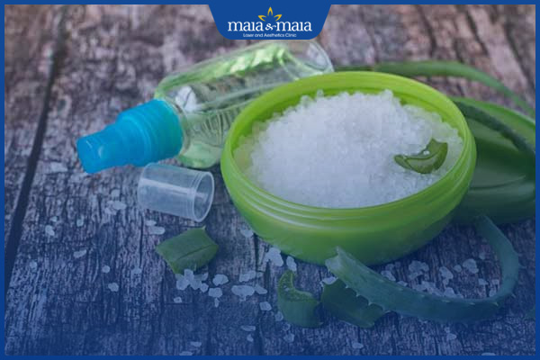 giảm rụng tóc với muối và nha đam