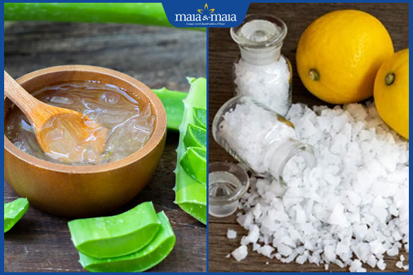 hỗn hợp muối, chanh và nha đam trị nám