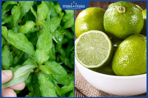 rau răm và chanh trị nám